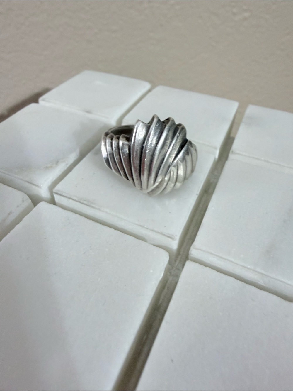 Sterling Silver Sculptural Dome Ring - Unbranded